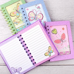 Блокнот 14,5*9,8см 60л на спирали "бабочка" со стразами