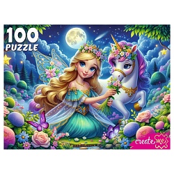 пазлы  100 элементов прекрасная принцесса и единорог