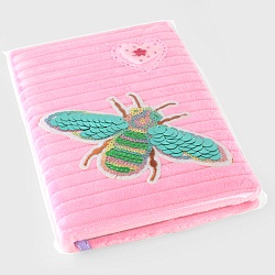 Блокнот 12*18,8см 60л "меховой" с рисунком из пайеток "насекомое"