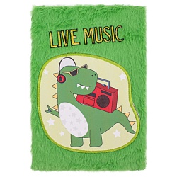 Блокнот A5  80л меховой "Дино" в клетку