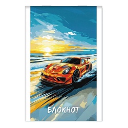 Блокнот А7  16л "Гоночное авто" на скрепке