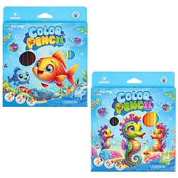 карандаши 24цв трехгранный корпус "морской мир"