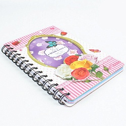 Блокнот 18,5*12см 60л на спирали с рисунком 3D "цветы"