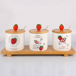 банки для сыпучих продуктов в наборе 3 шт. клубничка
