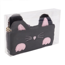 пенал меховой котик чёрный