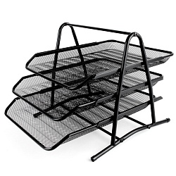 лоток горизонтальный металлический 3 секции черный