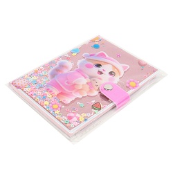 Блокнот 10,5*14,8 см 80л с обложкой ПВХ "Котик с игрушкой" на кнопке