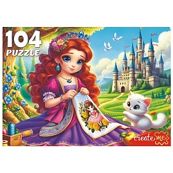 пазлы  104 элемента принцесса за вышиванием