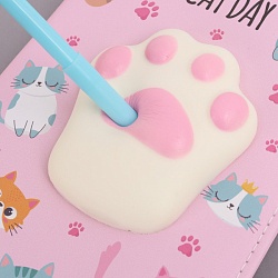 Блокнот с ручкой в наборе "Cat Day" в клетку (УЦЕНКА)