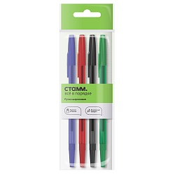 набор ручек шар.  4цв. стамм 049 корпус тонированный
