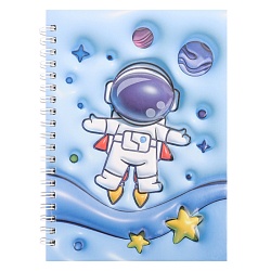 Блокнот 13*18см 48л на спирали в клетку "Космонавт"
