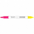 Текстовыделитель Hatber DUO двухцветный клиновидный пишущий узел Розовый+Желтый