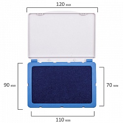 подушка  штемпельная brauberg 120*90мм, синяя пластиковая