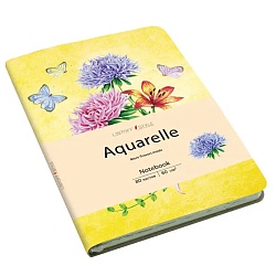 книга для записей а6+ 80л aquarelle.цветы на жёлтом