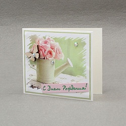 мини-открытка ручной работы "с днем рождения"