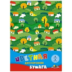 бумага цветная двухсторонняя  а4  8л. 8цв. "цветные домики"