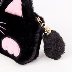 пенал меховой котик чёрный