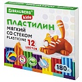 Пластилин 12 цветов восковый мягкий "Brauberg" со стеком 180г