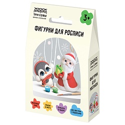 набор для росписи фигурки из гипса "дед мороз и пингвин" 2 фигурки