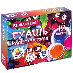 гуашь 12цв. "brauberg" "монстрики" по 10мл