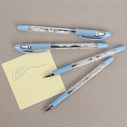 набор ручек шар.  4шт/уп корпус прозрачный с резиновым держателем