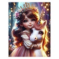 Алмазная мозаика  23*30см с подрамником Волшебница и единорог