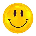 Шар фольгированный 18" (46см) Круг Смайл желтый