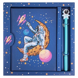 Блокнот 20,5*21 см  "Космос" с ручкой гелевой