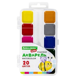 краски аквар. 20цв. "brauberg kids"  медовые  б/к
