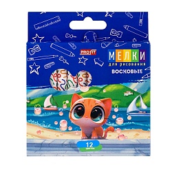 мелки восковые 12цв. "смышлёный котёнок"
