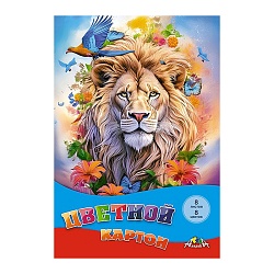 картон цветной  а4  8л. 8цв."лев" в папке
