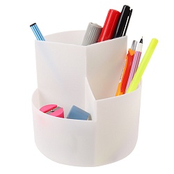 органайзер настольный пластиковый 3 отделения вращающийся белый