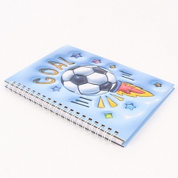 Блокнот 13*18см 48л на спирали в клетку "Футбольный мяч"