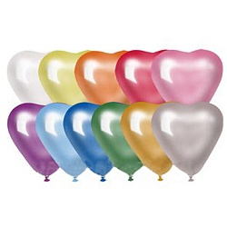 шар воздушный 12" сердце металлик ассорти 50шт/уп