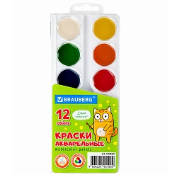 краски аквар. 12цв. "brauberg" "кот-энтузиаст" медовые  б/к