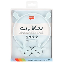 наушники "зайчики" накладные проводные с микрофоном - ободок светло-голубые