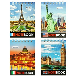 Блокнот  7*10см  60л  "Города" на гребне