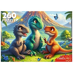 пазлы  260 элементов три динозавра