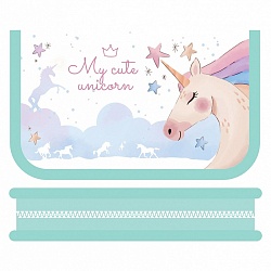 пенал 1отдел. 190*115мм  милый единорог с откидной планкой