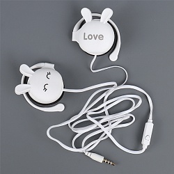 наушники "зайки" накладные проводные с микрофоном белые