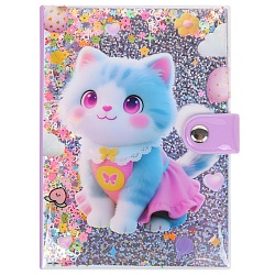 Блокнот 10,5*14,8 см 80л с обложкой ПВХ "Очаровательная кошечка" на кнопке