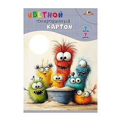 картон цветной тонированный  а4 7л. 7цв. "глазастики"         