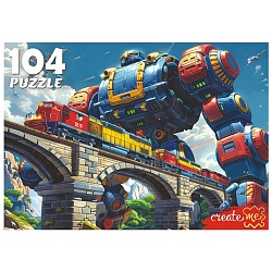 пазлы  104 элемента трансформер и поезд