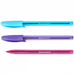 ручка шар. синяя 3d color  на масляной основе корпус цветной прозрачный трёхгранный