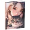 книжка записная  а5  80л "девушка и кот" 7бц лён