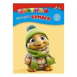 бумага цветная а4 16л. 8цв. "веселый черепашонок"