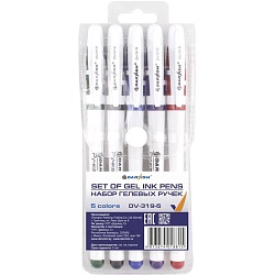 набор ручек гел.  5цв. "darvish" корпус белый  упаковка на кнопке