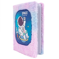 Блокнот A5  80л меховой "Космос" в клетку