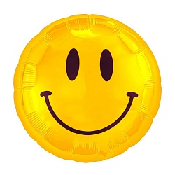 шар фольгированный 18" (46см) круг смайл желтый