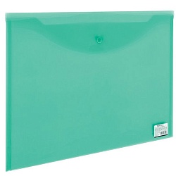 папка-конверт на кнопке а3 "brauberg" прозрачная зеленая 180мкм